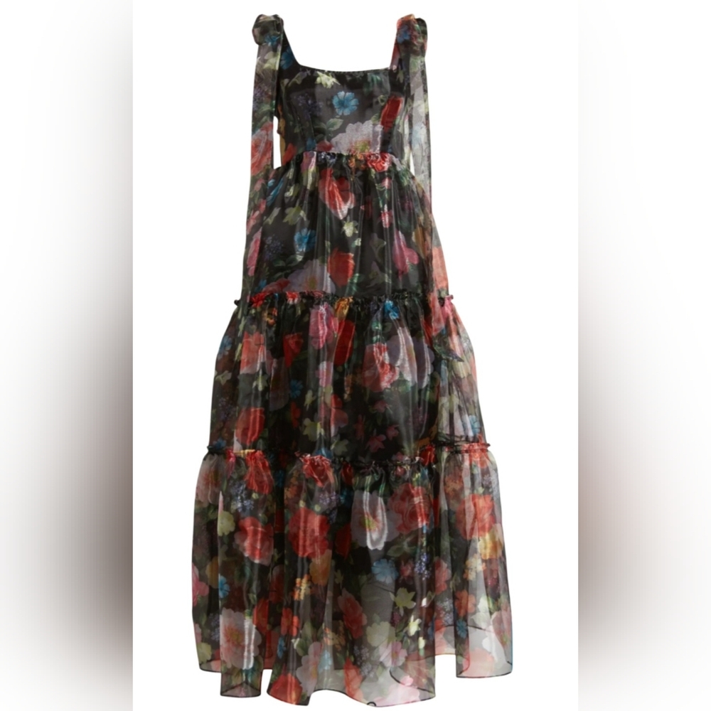 Chelsea28 Bow Shoulder Floral Tiered Gown Size XS